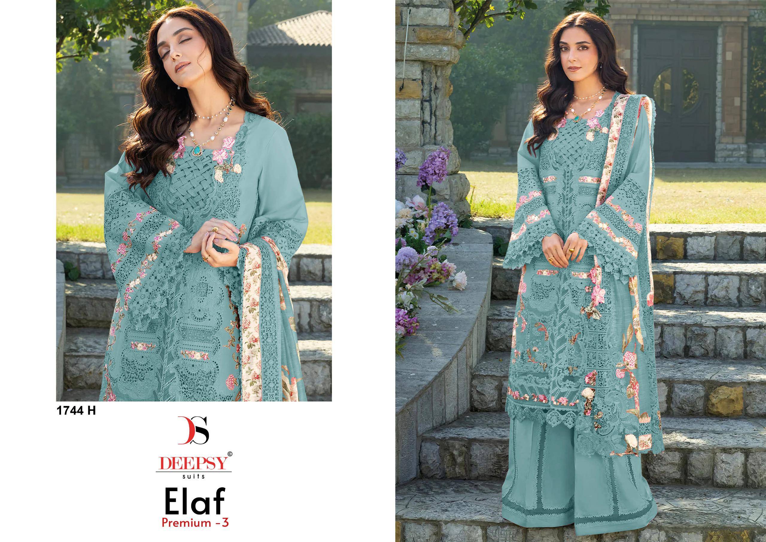 ELAF  Premium-3 Luxury Lawn by DEEPSY SUITS Beautiful Pakistani Suits Wear Pure Cotton Dresses At Wholesale Price
